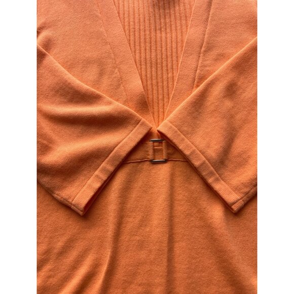 C.J. Banks Womens Open Cardigan Sweater With Ribbed Detail Orange Size X Cotton - Picture 3 of 5